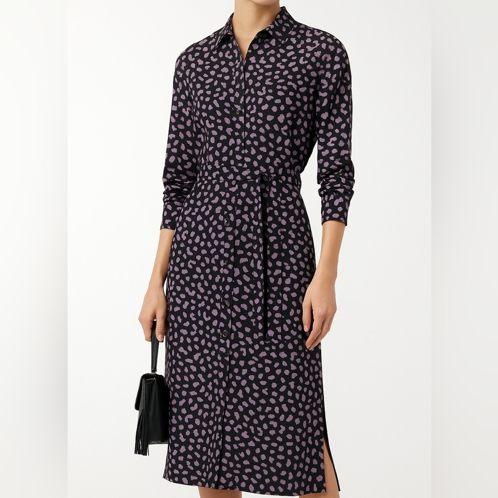 NWT-EQUIPMENT Rosalee Midi Shirt Dress Size M Silk Blend Belted Long Sleeve